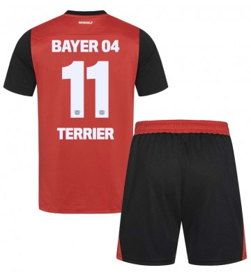 Bayer Leverkusen Martin Terrier #11 Primera Equipación Niños 2024-25 Manga Corta (+ Pantalones cortos)